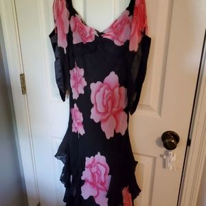 Floral Ruffle Silk Dress Size 4